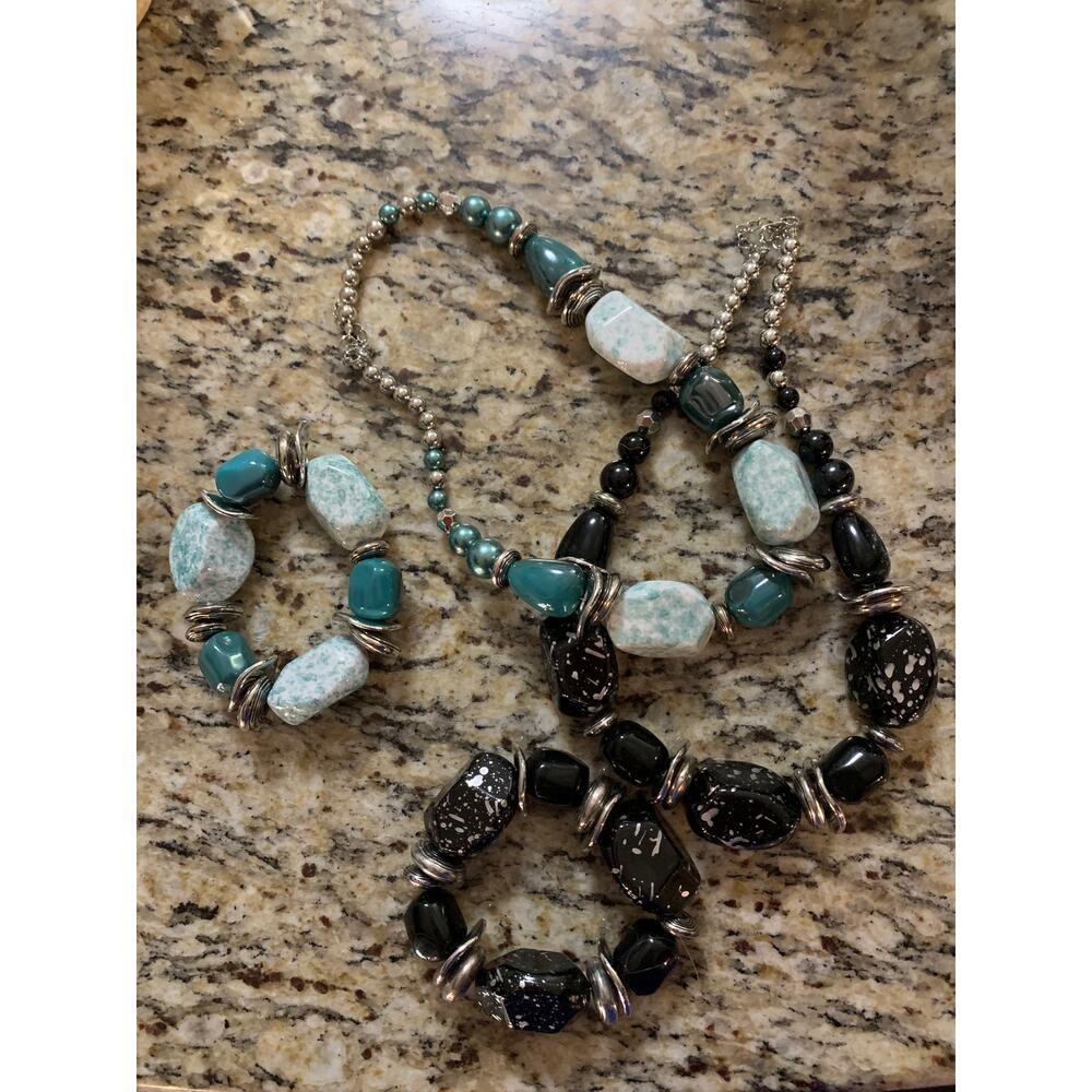 paparazzi Chunky Beads Silver Tone Chunky Beads Bracelet and Necklace NWOT
